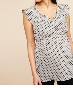 Motherhood maternity top flutter cap sleeve M